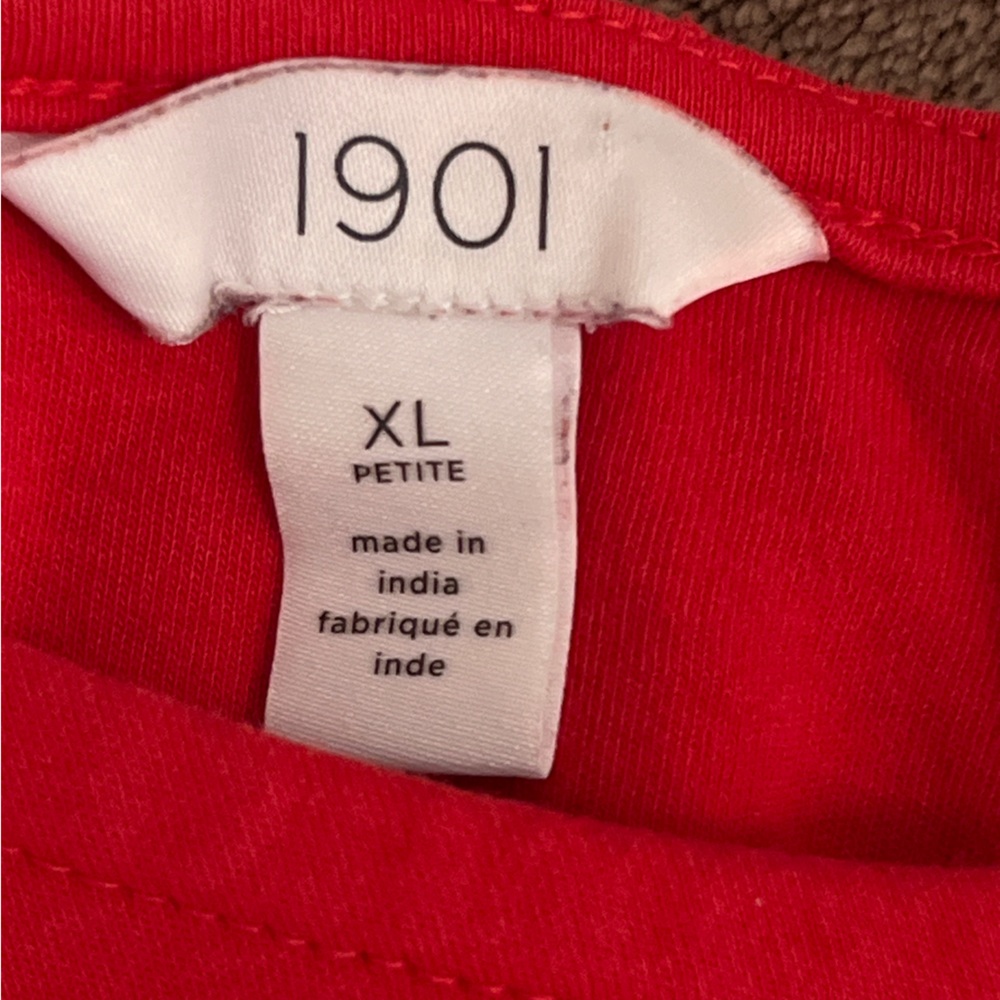 1901 Red White Striped Long Sleeve Knit Dress XL petit - Picture 3 of 10